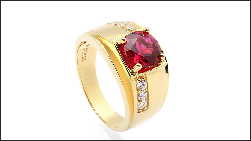  Nhẫn Bạc Nam Đính Đá Mạ Vàng 18K AVJ.R000340